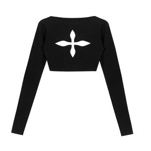 SMFK Dark Dancer Black Ribbed Long Sleeve Top Shirt